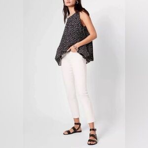 Banana Republic Pleated Black White Dot Top Size Small Tall NWT